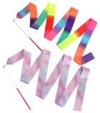 Merkloos Danslint - Ritmisch lint - 2 m - Twirling stok - Regenboog en paars