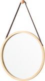 en.casa Passpiegel Bykle bamboe hangend rond Ø38 cm houtkleurig