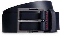 HUGO Leren riem Geek Sz35 Leather Belt W100 Dark Blue donkerblauw
