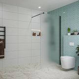 FortiFura Galeria inloopdouche - 100x200cm - mat glas - wandarm - mat zwart