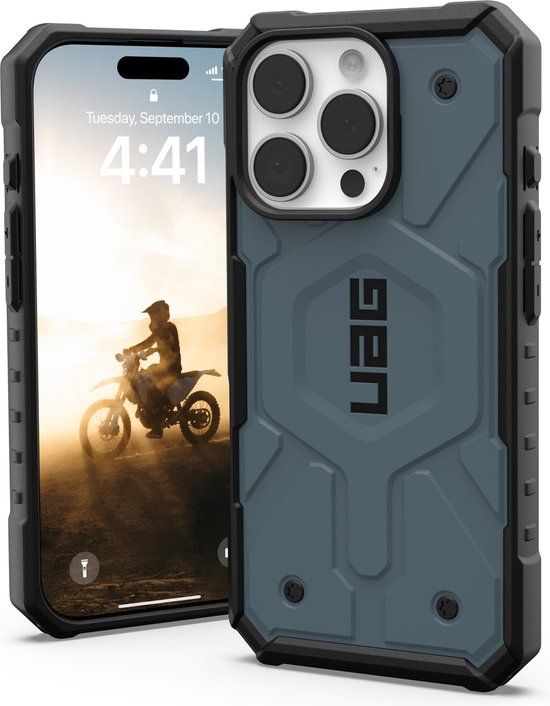 Urban Armor Gear Pathfinder MagSafe Hoesje voor iPhone 16 Pro - Cloud Blue