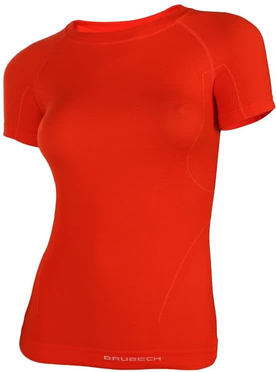 Brubeck Active Thermo Merino Wol Seamless Ondergoed Dames T-Shirt-Oranje Rood-S