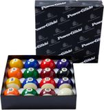PowerGlide 16 Ball Pool Set | Tournament | 1 7/8" / 47,5 mm diameter | Spots, Stripes, Black & Cue Balls | Boxed