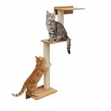 eyepower Omnideal GmbH & Co.KG 107 cm Wandkrabpaal met 3 Bamboe Planken - Katten Klimboom van Sisal - Krabpaal met Muurbevestiging