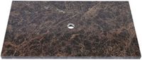 Saniclass Noche Topblad - 80x46cm - zonder kraangaten - 1 sifon-uitsparing - gemeleerd natuursteen - Dark Emperador