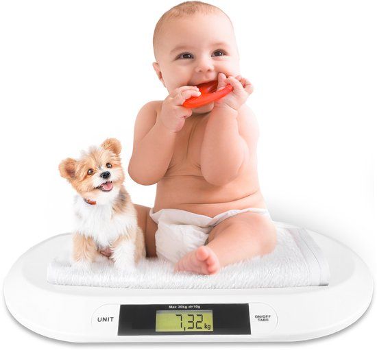 Silvergear Baby Weegschaal - Digitale Dierenweegschaal - Wit - Tot 20kg