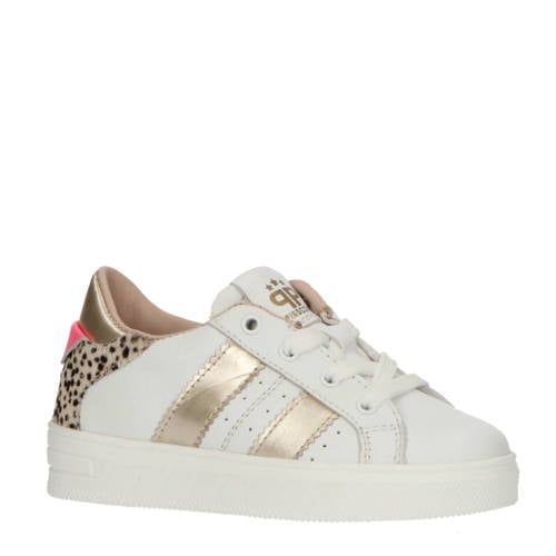 Pinocchio leren sneakers wit/goud