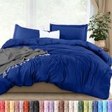 Utopia Dekbedovertrek queensize - 1 dekbedovertrek met 2 kussenslopen - 3-delig beddengoed met ritssluiting - zacht geborsteld microvezel, 229 x 229 cm (queensize, koningsblauw)