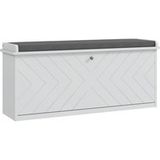 Homcom Banc à chaussures style graphique motif chevrons - coussin déhoussable inclus - blanc gris