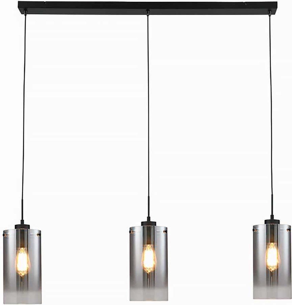 Freelight Ventotto Hanglamp - 3 lichts - zwart / smoke glas