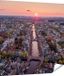 Gards Affiche de jardin Vue de dessus Amsterdam avec coucher de soleil - 120x120 cm - Toile de jardin - Décoration de jardin - Décoration murale extérieure - Peinture de jardin