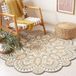 Safavieh Traditioneel tapijt voor woonkamer, eetkamer, slaapkamer - Novelty Collection, korte pool, ivoor en beige, 90 x 90 cm