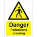Seco Gevaar voetgangers kruisen met persoon pictogram teken, 300mm x 400mm - Zelfklevend Vinyl