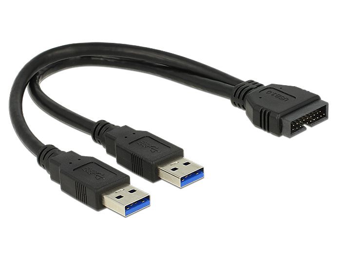 DeLOCK 0.25m USB3.0/2xUSB3.0 Zwart