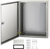 VEVOR NEMA stalen behuizing, 50 x 40 x 15 cm, NEMA 4X stalen schakelkast, IP66 water- en stofdicht, elektrische aansluitkast voor binnen en buiten, met montageplaat