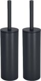 Spirella Luxe Toiletborstel in houder Cannes - 2x - zwart - metaal - 40 x 9 cm - met binnenbak