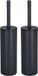 Spirella Brosse de toilette de luxe avec support Cannes - 2x - noir - métal - 40 x 9 cm - avec récipient intérieur