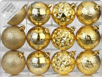 Inge-glas Inge Christmas Goods Kerstballen - 12x stuks - goud - kunststof - Dia 6 cm