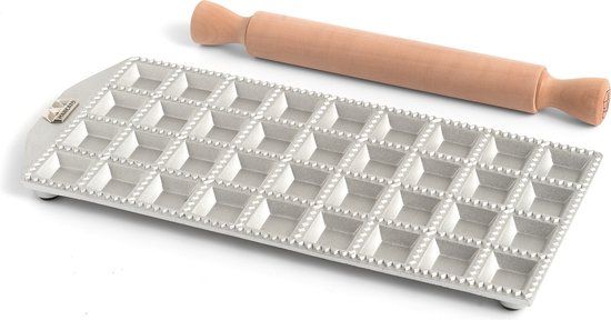 Marcato Ravioli Maker met Deegroller - 36 Vaks - Zilver