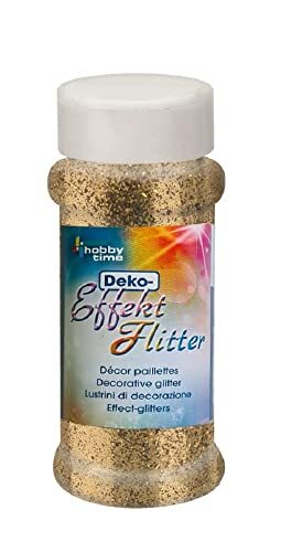 Glorex 6 2817 384 - decoratieve glitters, 60 ml, goudkleurig, goed dekkende glitter voor het ontwerpen van sieraden, armbanden, halskettingen, accessoires en als decoratie