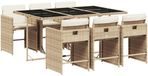 vidaXL 7-delige tuinset met kussens, polyrattan, beige