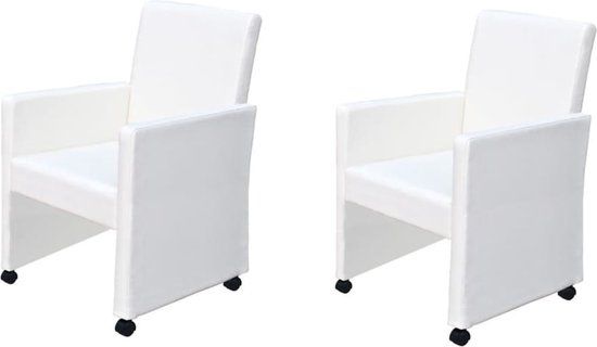 vidaXL Eetkamerstoelen - 2 stuks - Kunstleer - Wit