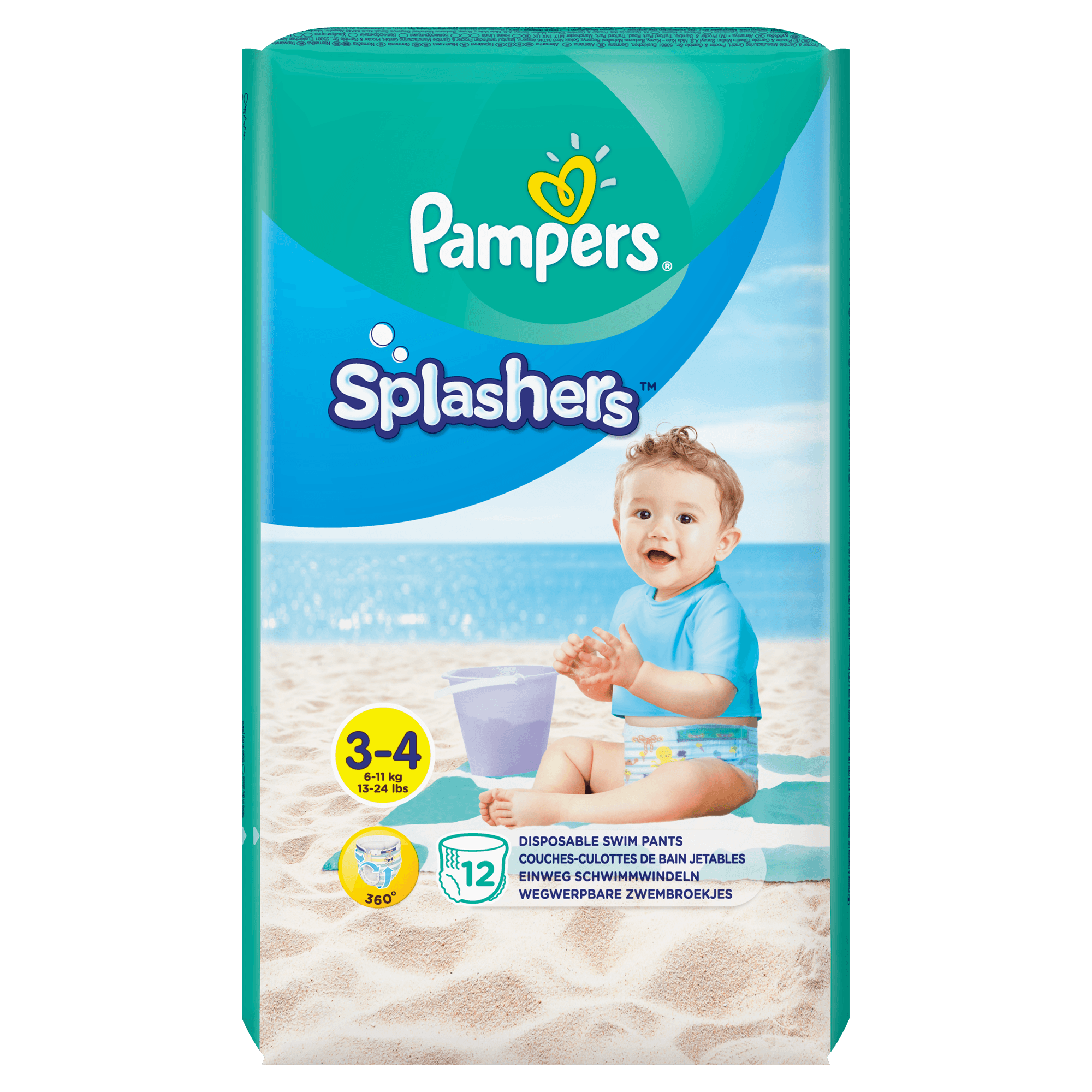 Pampers Splashers Maat 3-4, 12 Wegwerpbare Zwemluiers multi