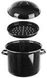 Conserveerpot 14 litre Inox, émaillé - Avec panier intérieur et couvercle - Convient pour confiture et conserves - Noir peint
