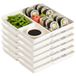 Plasticforte Vakjesborden - 6x stuks - ivoor wit - gourmetbord - 3-vaks - kunststof - 24 x 24 cm - fonduebord - bbq - camping