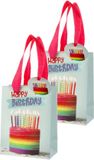 CEPEWA Set van 6x stuks papieren verjaardag giftbags/cadeau tasjes Happy Birthday 11 x 14 x 6 cm - cadeau tassen