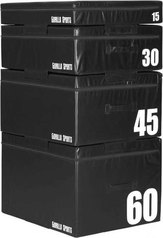 Gorilla Sports Plyo Box set van 4 - 150 cm - Zwart - PVC - Jump box