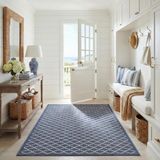 Safavieh Trellis CY6919 geweven rechthoekig tapijt voor binnen/buiten, marineblauw, beige, 122 x 170 cm