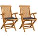 vidaXL Chaise de jardin 2 pièces avec coussins anthracite bois de teck massif