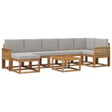 vidaXL - Buiten - bank - set - 8 - st - Naturel - en - lichtgrijs - Polyester