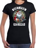 Bellatio Decorations Fout Kerstshirt / Kerst t-shirt Dont fuck with Santa zwart voor dames - Kerstkleding / Christmas outfit S
