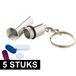 Merkloos / Sans marque Sleutelhanger met pillendoosje - 5x - voor medicatie - Medicijnen meenemen - 5 cm - aan beugeltje