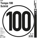Unitec 10028 100 kmh Snelheidsplaatje, zelfklevende pvc-sticker voor aanhangers, caravans, volgens DIN 1451