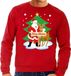Bellatio Decorations BD Foute kersttrui - kerstman en rendier Rudolf - rood - voor heren - kerst sweater - Kersttruien S