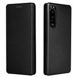 Sony Étui à Rabat Fibre de Carbone Noir pour Xperia 5 III