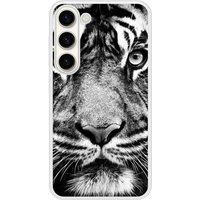 Samsung Galaxy S23 Tigre blanc et noir Verstevigd hoesje met sublimatie bedrukking