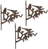 Esschert Design Muurhaak vogel - 3x - gietijzer - 20 cm - plantenhaak - hanging basket haak
