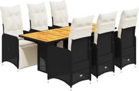 vidaXL 7-delige Bistroset met kussens, polyrattan, zwart
