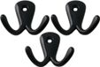 Merkloos Kapstokhaken luxe - Set van 6x stuks - dubbele haak - aluminium - zwart - 4,2 x 5,0 cm