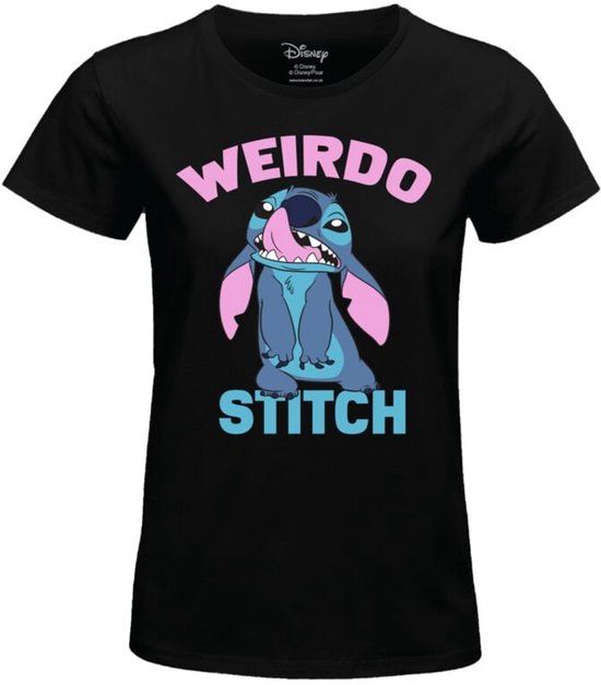 Lilo & Stitch Cotton Division Lilo & Stitch Weirdo Stitch Dames T-shirt - Zwart - XL