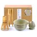 VIBINHO Set de matcha, 6 pièces Set de thé matcha avec fouet à matcha, tamis en acier inoxydable, bol à matcha, 2 cuillères à matcha, support de fouet en céramique, cadeau pour les amateurs de matcha, vert