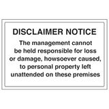 V Safety Disclaimer Notice - Management Responsibility 300 x 200 mm - 2 mm stijf kunststof veiligheidsteken