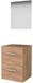 Basic-Line Ultimate 46 Badkamermeubelset - 50 x 46 cm - Met Grepen - 2 Lades - Wastafelblad - Spiegel met Indirecte LED Verlichting - Whisky Oak