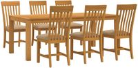 vidaXL - Eetkamerset - 7 - st - Beige - Massief - Eikenhout
