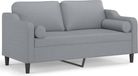 vidaXL Tweezitsbank met sierkussens 140 cm stof lichtgrijs