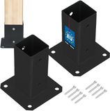 KOTARBAU® 2 stuks Paalvoet, Paalhouder, voor Schroefbevestiging, Gepoedercoat Staal, 60 x 60 mm, Zwart